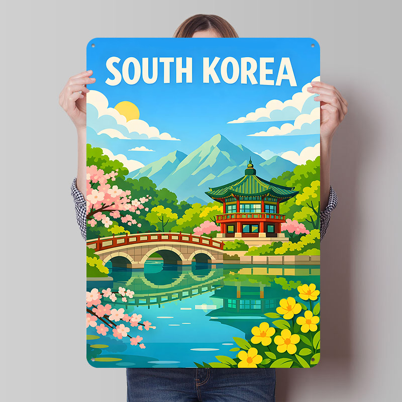 Desk Setup Poster - Плакат «Путешествие по Южной Корее», винтажные