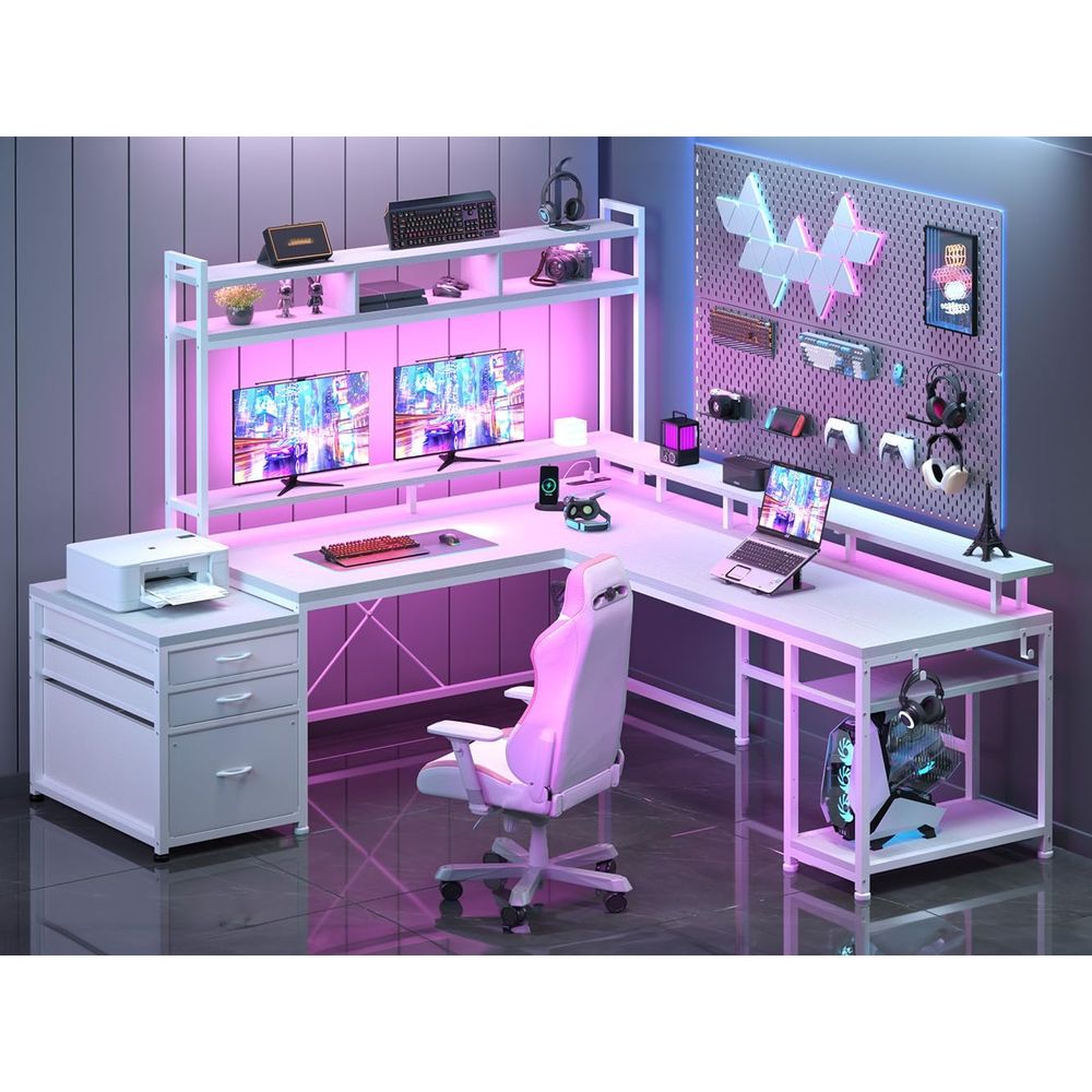 Desk Setup L Shaped - 104-дюймовый L-образный стол для домашнего офиса