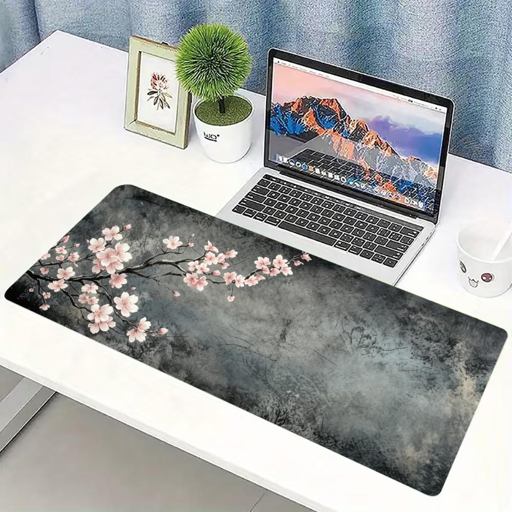 Desk Setup Pc And Laptop - Коврик для стола с рисунком цветущей