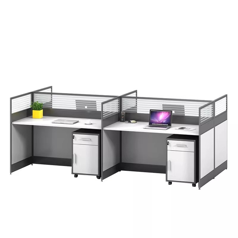 Desk Setup L Shaped - Белый офисный стол для 2, 4