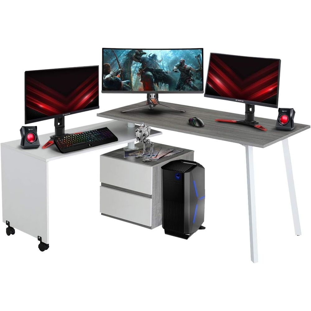 Desk Setup L Shaped - Игровой стол L-образной формы черного цвета