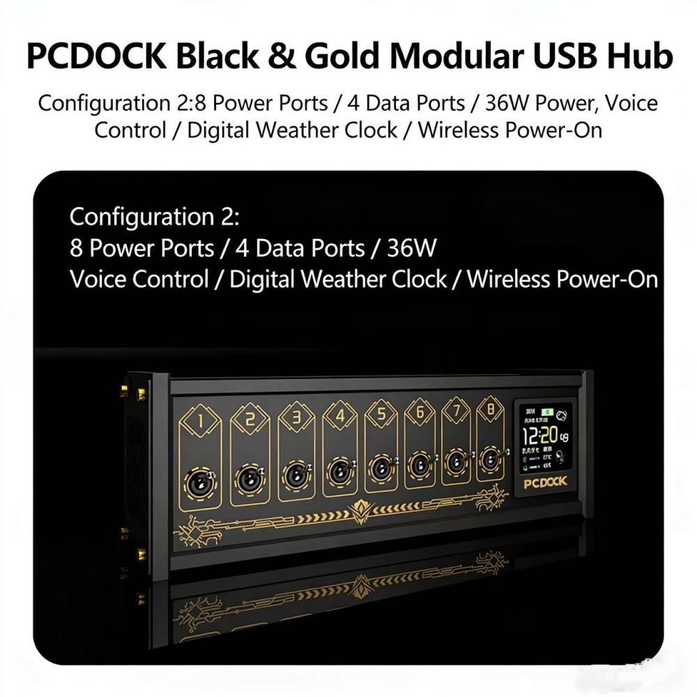 Desk Setup Designer - Блок-органайзер PCDOCK: USB-разветвитель с выключателем, беспроводная