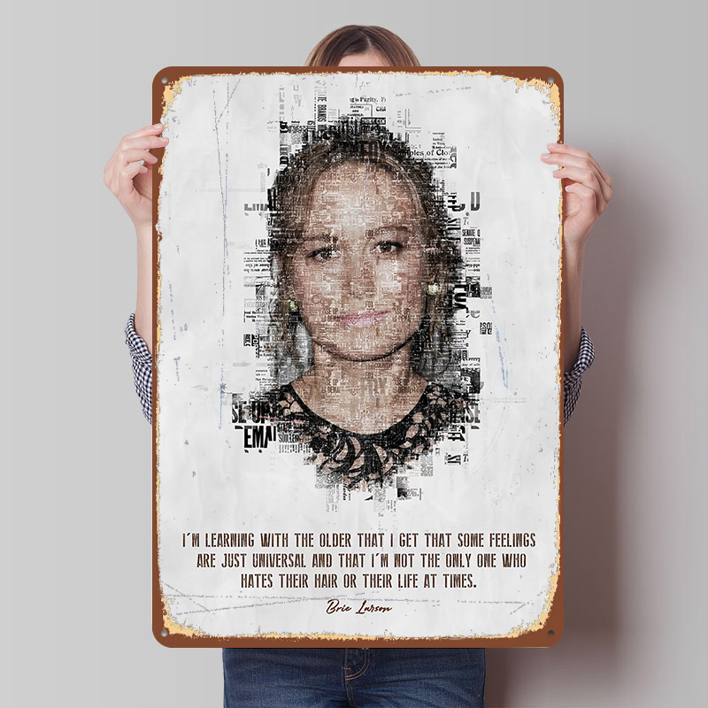Desk Setup Poster - Металлический постер с цитатой Бри Ларсон,