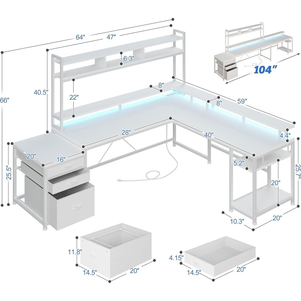 104-дюймовый L-образный стол д – обзор и цена Desk Setup L Shaped