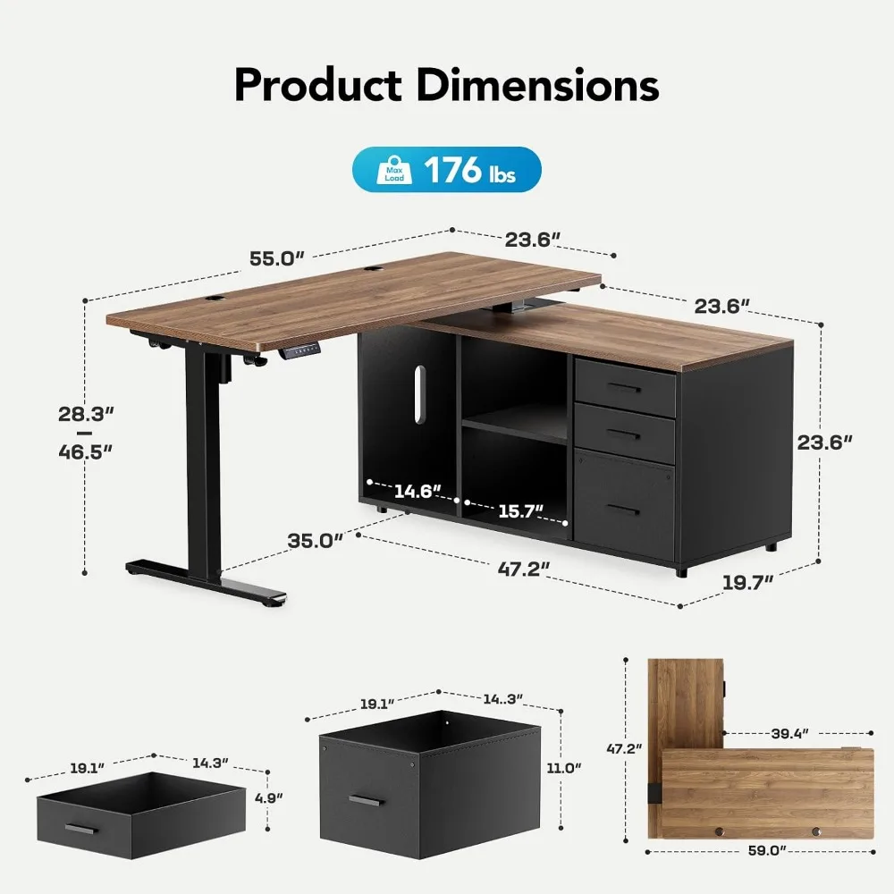 Рабочий стол HUANUO 55 дюймов  – обзор и цена Desk Setup L Shaped