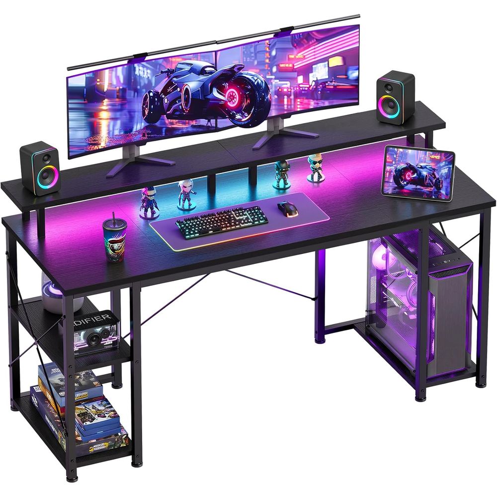 Игровой стол с 55 светодиодным – обзор и цена Desk Setup L Shaped