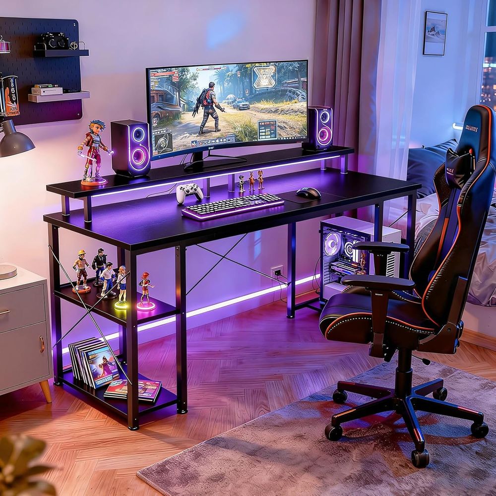 Игровой стол с 55 светодиодным – обзор и цена Desk Setup L Shaped