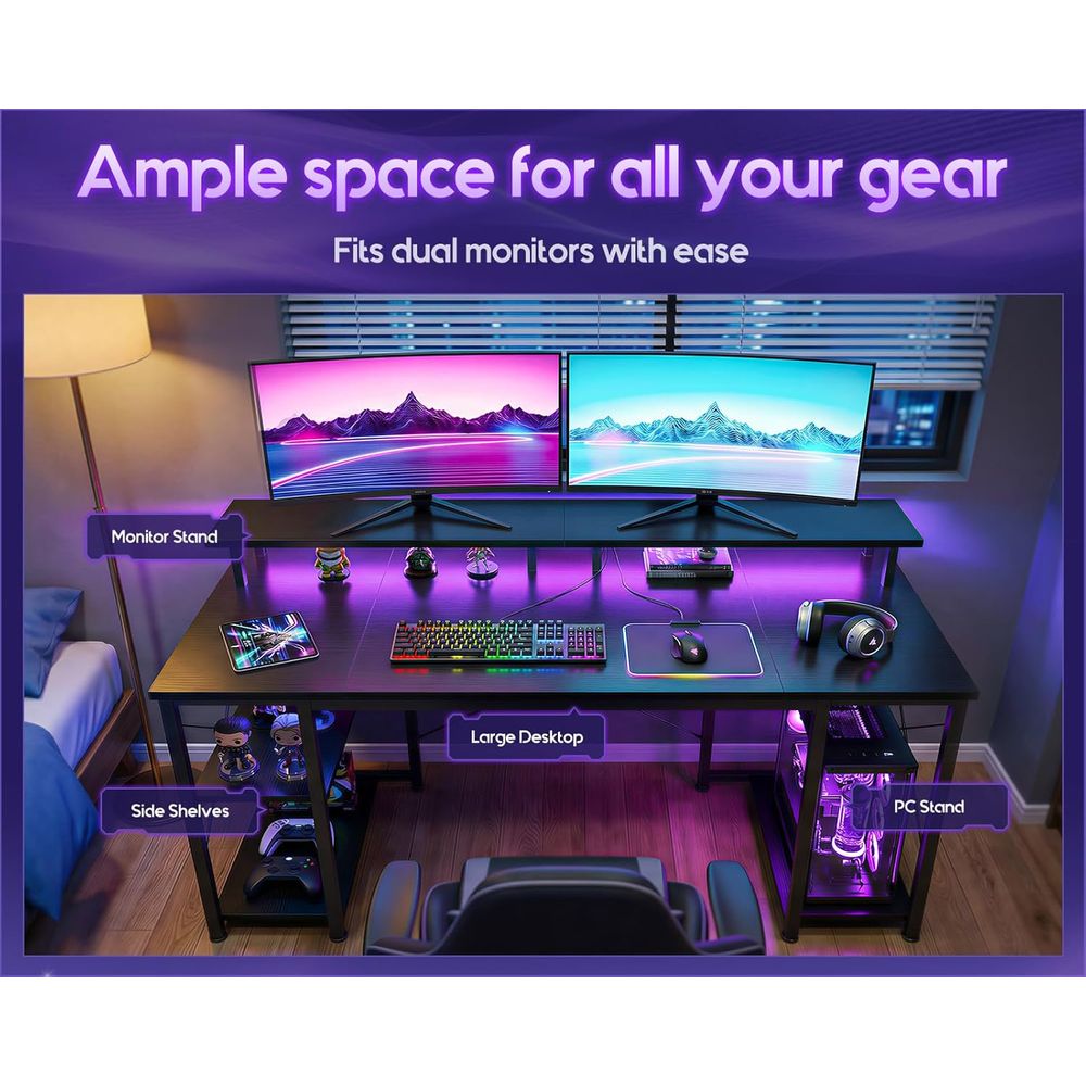 Игровой стол с 55 светодиодным – обзор и цена Desk Setup L Shaped