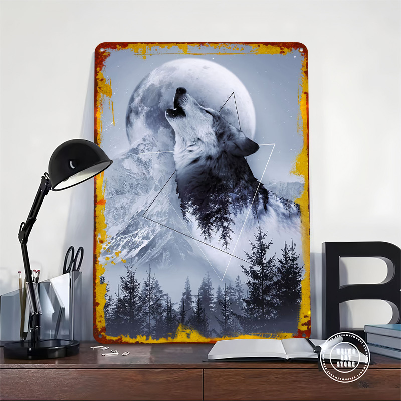 Металлический постер «Вой волк – обзор и цена Desk Setup Poster