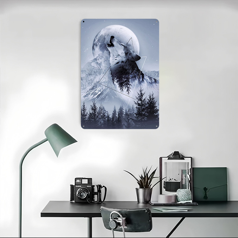 Металлический постер «Вой волк – обзор и цена Desk Setup Poster