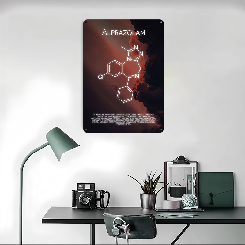 Alprazolam Molecule жесть пост – обзор и цена Desk Setup Poster
