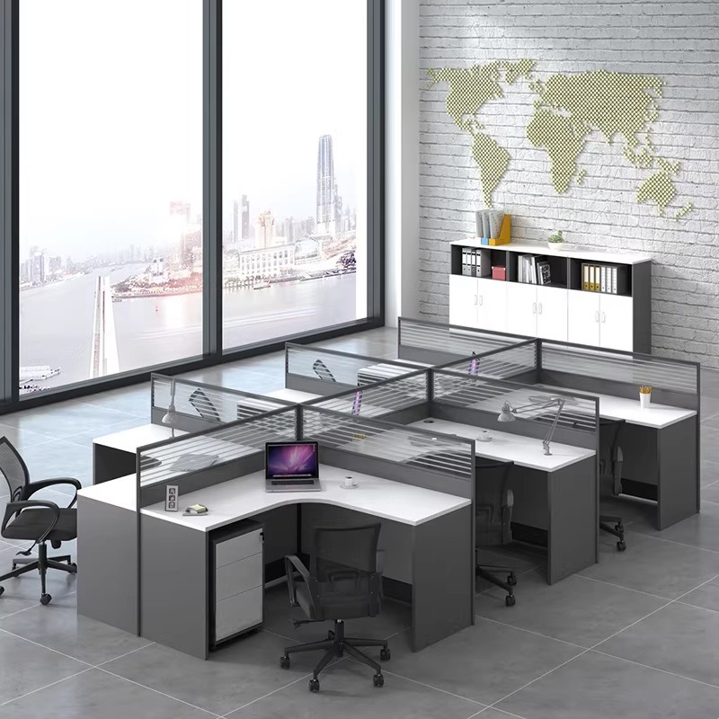 Белый офисный стол для 2, 4 ил – обзор и цена Desk Setup L Shaped