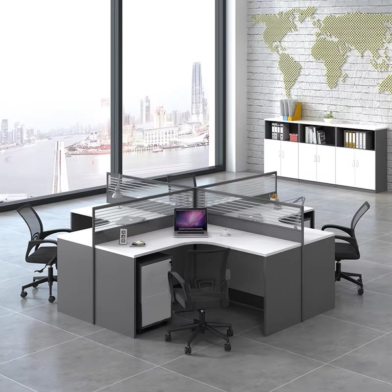 Белый офисный стол для 2, 4 ил – обзор и цена Desk Setup L Shaped