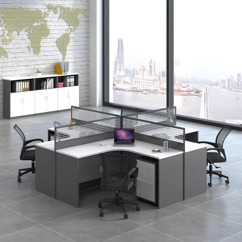 Белый офисный стол для 2, 4 ил – обзор и цена Desk Setup L Shaped