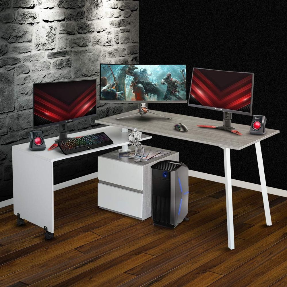 Игровой стол L-образной формы  – обзор и цена Desk Setup L Shaped