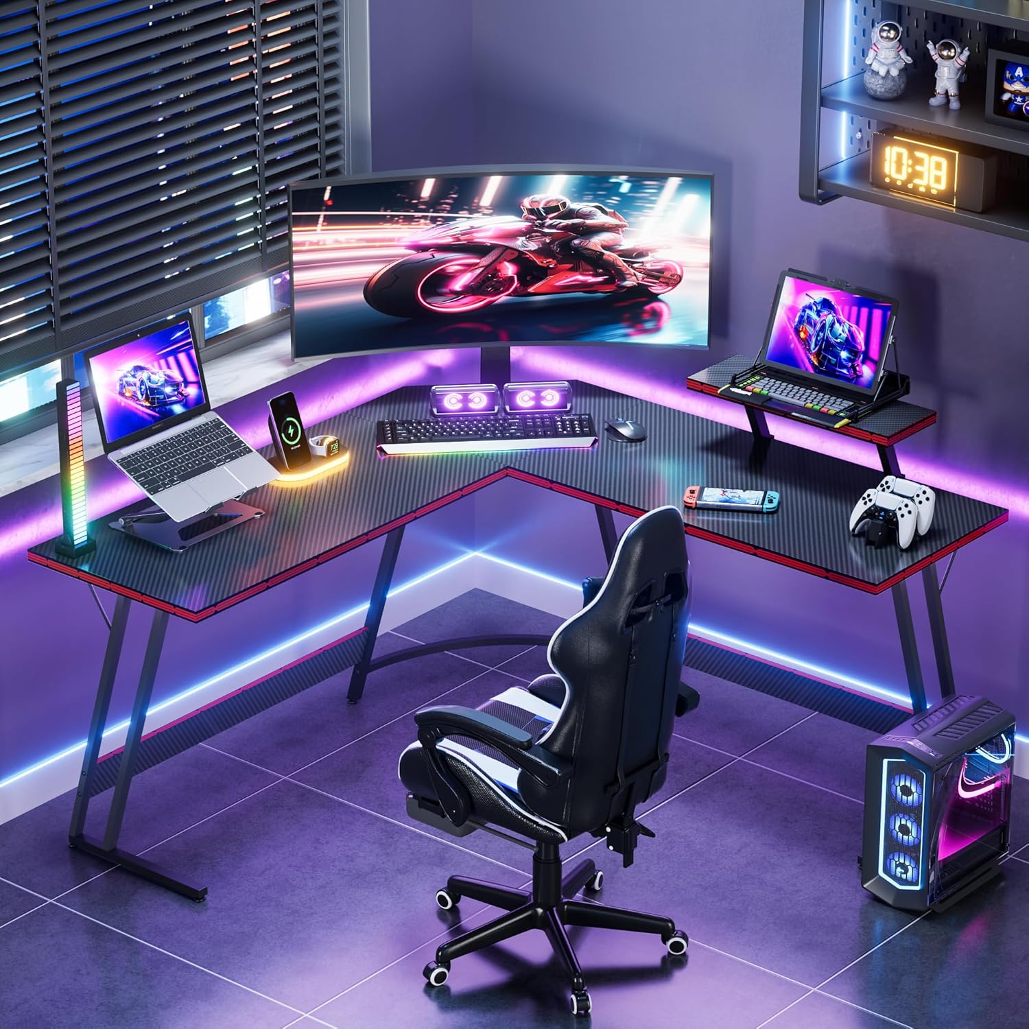 L-образный регулируемый игрово – обзор и цена Desk Setup L Shaped