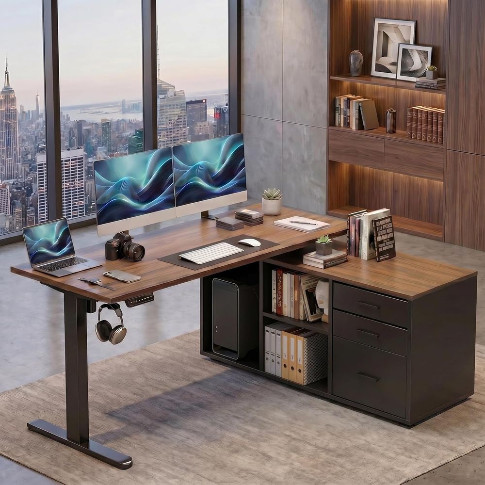 55-дюймовый L-образный стол-тр – обзор и цена Desk Setup L Shaped