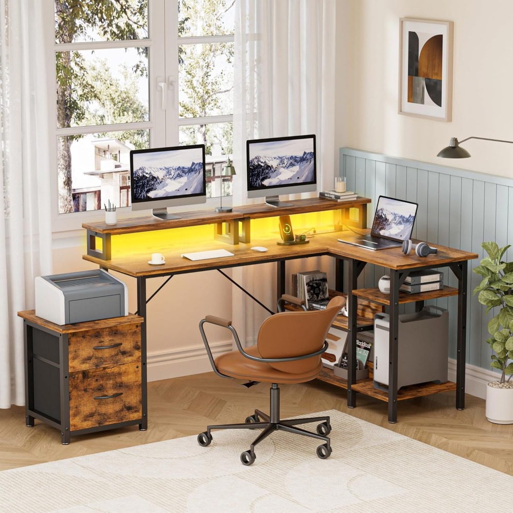 Офисный стол с выдвижными ящик – обзор и цена Desk Setup L Shaped