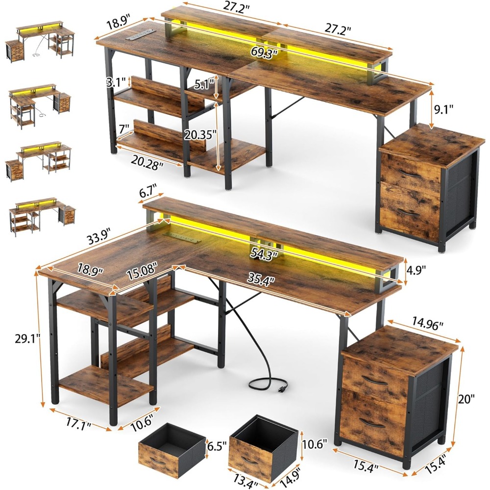 Офисный стол с выдвижными ящик – обзор и цена Desk Setup L Shaped
